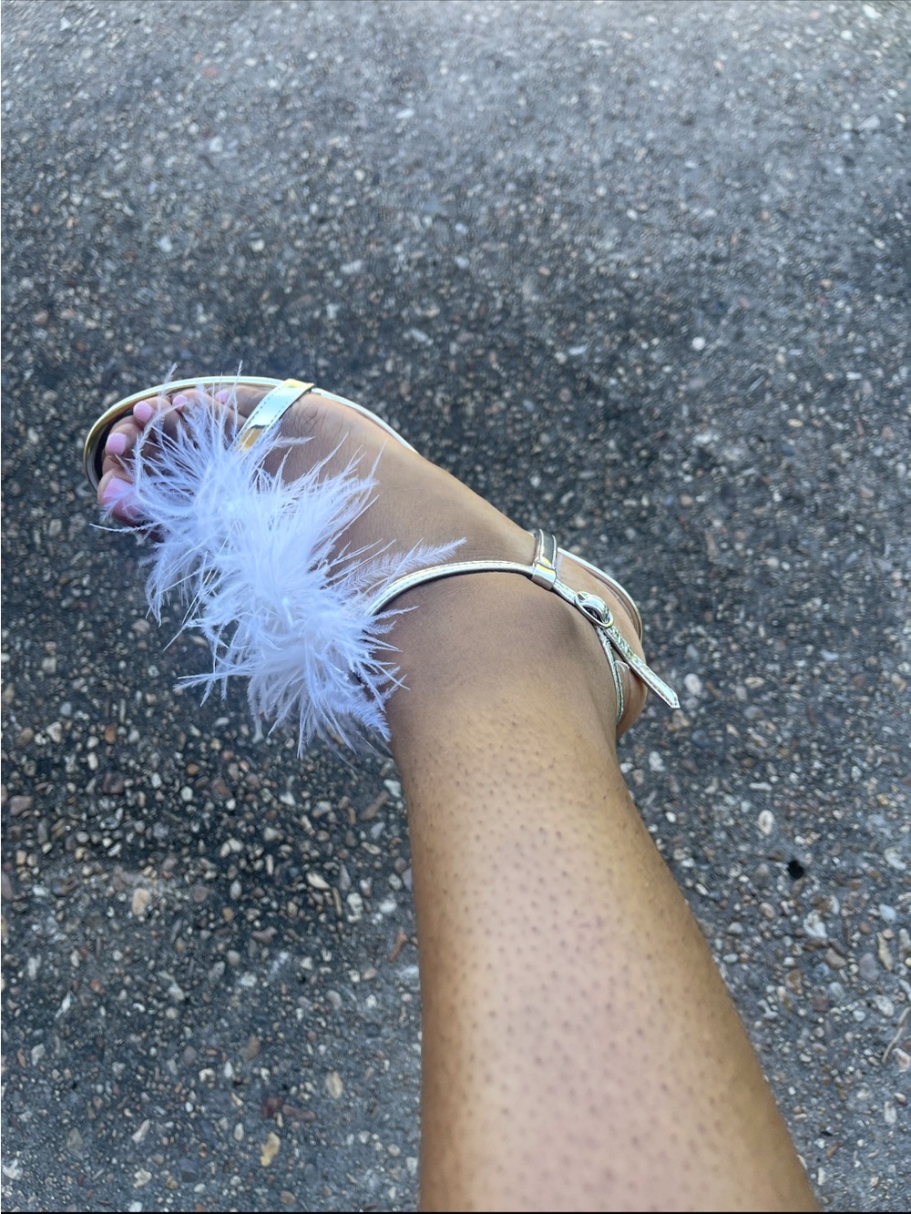 Feather Trim White Slingback Heels - Women's Dress Sandals - Nine West - Picture 2 of 7
